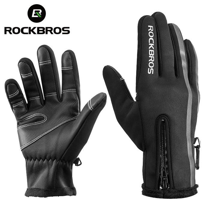 ROCKBROS Thermal Ski Gloves Men Women Winter Skiing Fleece Waterproof Snowboard Gloves Touch Screen Snow Motorcycle Warm Mittens
