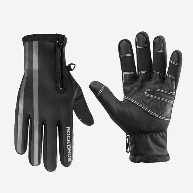 ROCKBROS Windproof Cycling Bicycle Gloves Touch Screen Riding MTB Bike Glove Thermal Warm Motorcycle Winter Autumn Bike Clothing