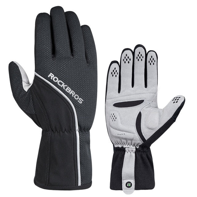 ROCKBROS Windproof Cycling Bicycle Gloves Touch Screen Riding MTB Bike Glove Thermal Warm Motorcycle Winter Autumn Bike Clothing