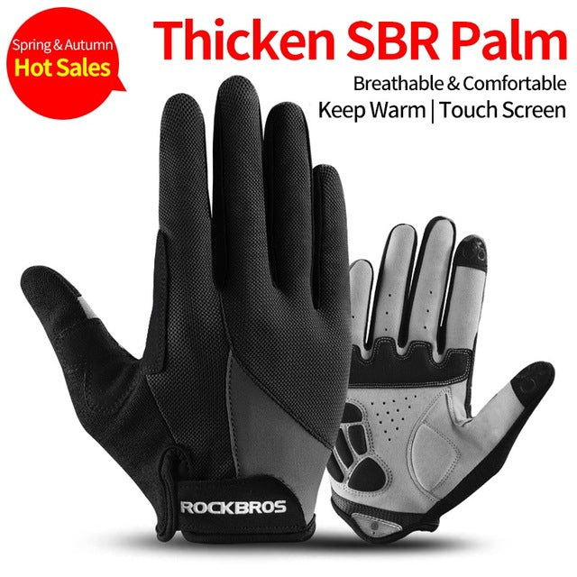 ROCKBROS Windproof Cycling Gloves Touch Screen Riding MTB Bike Bicycle Gloves Thermal Warm Motorcycle Winter Autumn Bike Gloves
