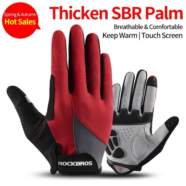ROCKBROS Windproof Cycling Gloves Touch Screen Riding MTB Bike Bicycle Gloves Thermal Warm Motorcycle Winter Autumn Bike Gloves