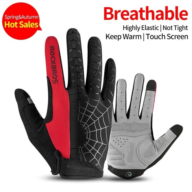 ROCKBROS Cycling Bike Gloves Touch Screen Windproof Long Gloves Bicycle Warm Full Finger Autumn Winter Motorcycle Bike Gloves
