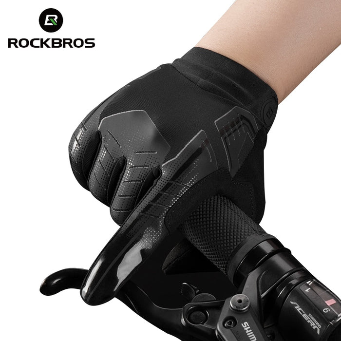 ROCKBROS Cycling Bike Gloves Touch Screen Windproof Long Gloves Bicycle Warm Full Finger Autumn Winter Motorcycle Bike Gloves