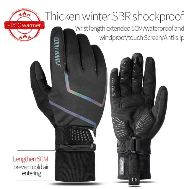CoolChange Winter Cycling Gloves Touch Screen GEL Riding MTB Bike Gloves Sport Full Finger Motorcycle Bicycle Gloves Men Woman