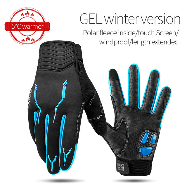 CoolChange Winter Cycling Gloves Touch Screen GEL Riding MTB Bike Gloves Sport Full Finger Motorcycle Bicycle Gloves Men Woman
