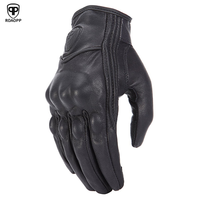 ROAOPP Retro Pursuit Real Leather Motorcycle Gloves Touch Screen Men Women Motocross Waterproof Electric Bike Gloves Moto Glove