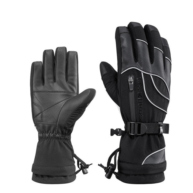 ROCKBROS Ski Gloves Motorcycle Waterproof Fleece Thermal Gloves Snowboard Snowmobile Gloves Men Women Winter Snow Gloves Male